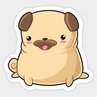 Kawaii pug dog sitting Sticker